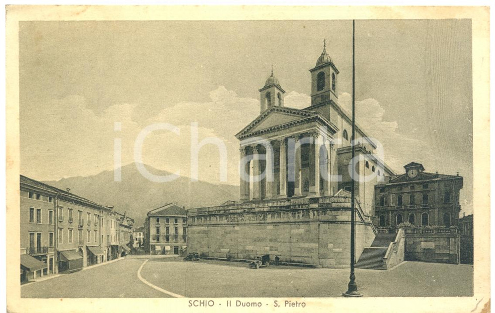 Cartolina originale da collezione 1933 ca SCHIO VI Facciata Duomo SAN PIETRO APOSTOLO Cartolina FP VG 1