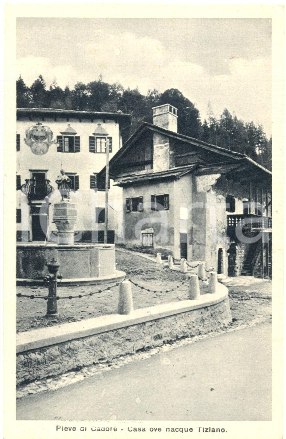 Cartolina originale da collezione 1930 ca PIEVE DI CADORE BL Casa del pittore Tiziano VECELLIO Cartolina 1