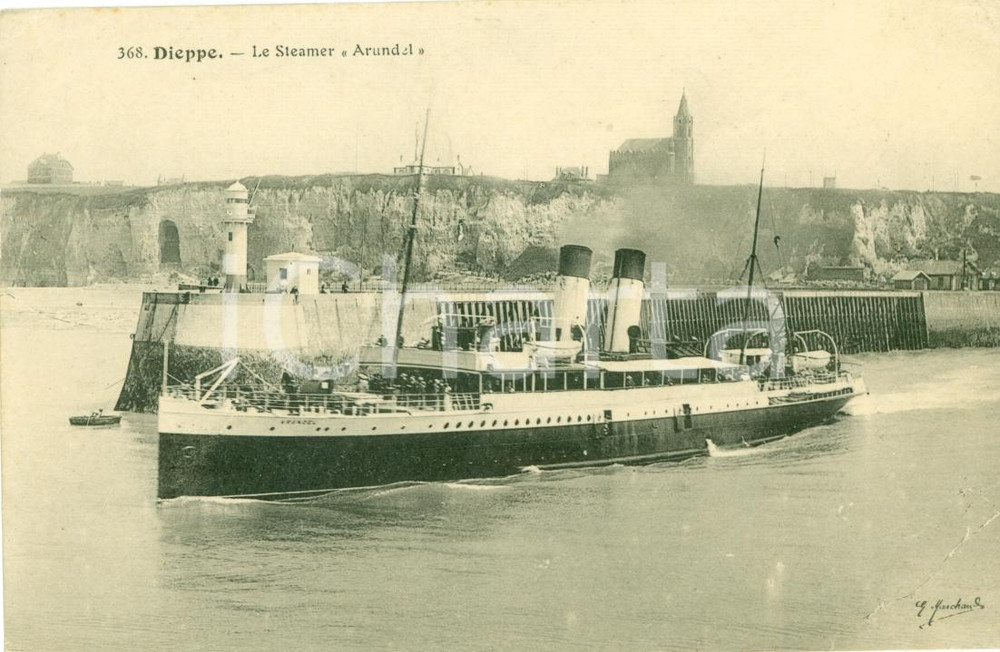 Cartolina originale da collezione 1930 ca DIEPPE F Lo steamer ARUNDEL vaporetto Cartolina FP NV 1