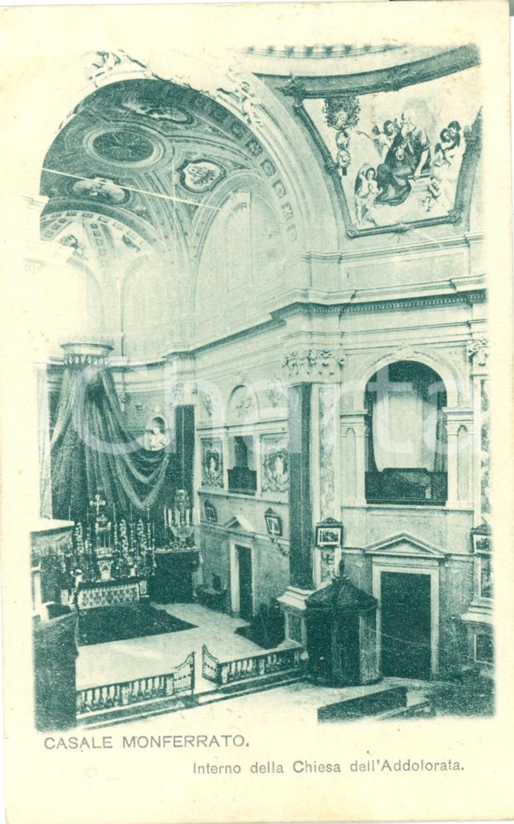 Cartolina originale da collezione 1900 ca CASALE MONFERRATO AL Interno Chiesa ADDOLORATA Cartolina FP VG 1