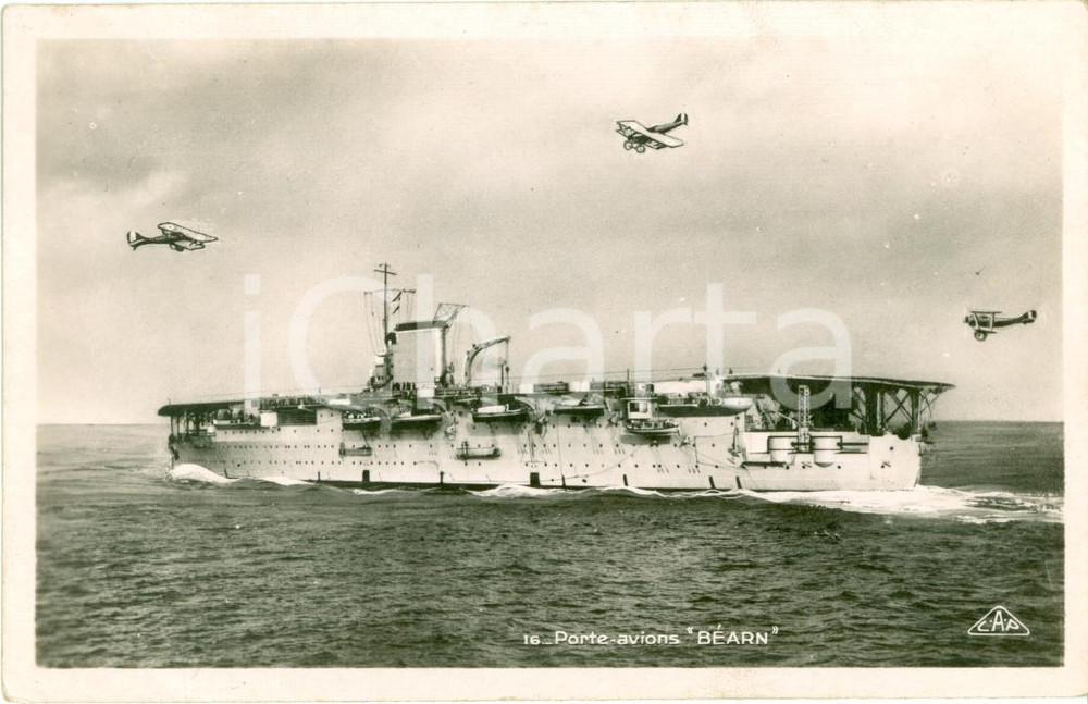 Cartolina originale da collezione 1940 ca MARINA FRANCESE Le porteavions BEARN Cartolina FP NV 1