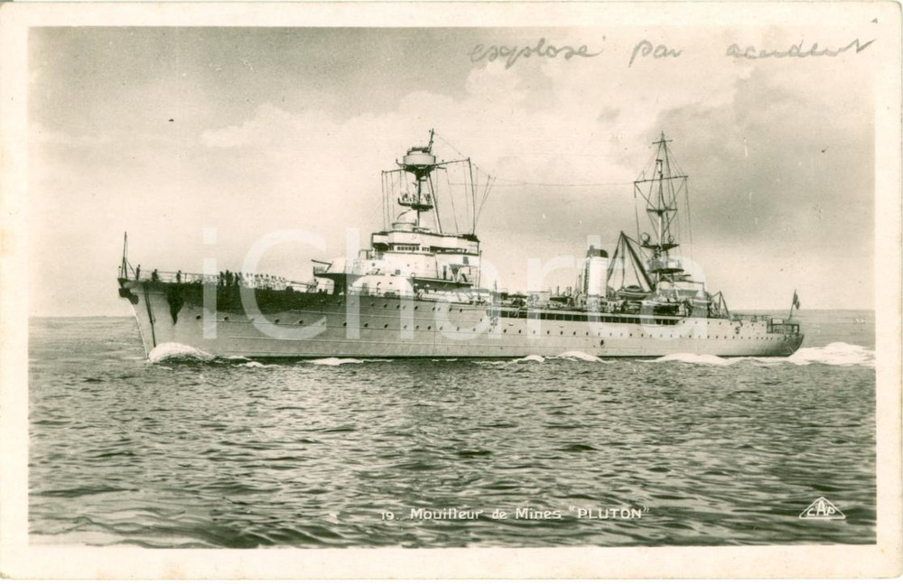 Cartolina originale da collezione 1935 ca MARINA FRANCESE Mouilleur de mines PLUTON Cartolina FP NV 1