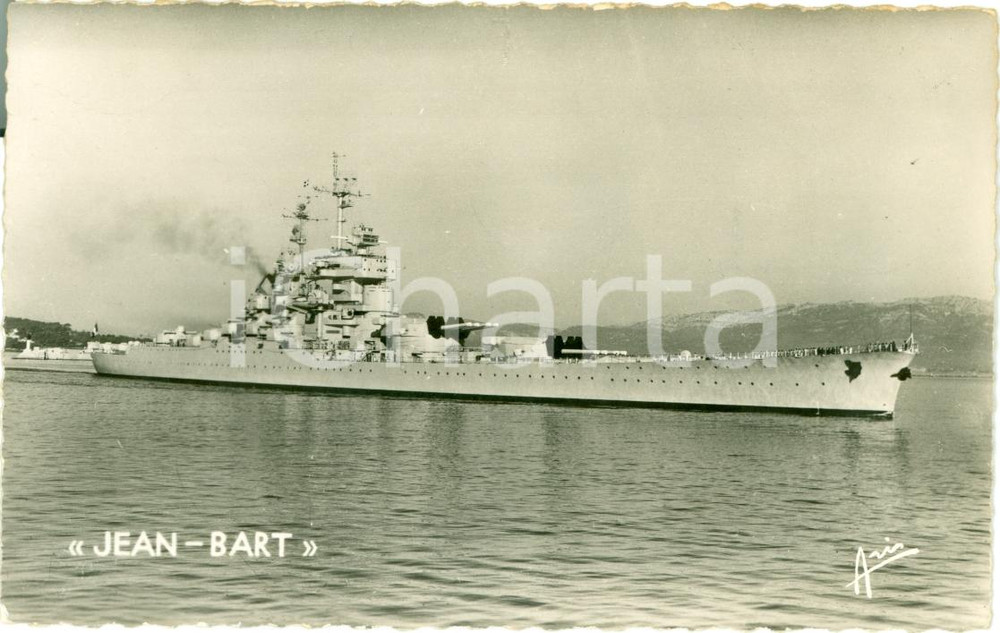Cartolina originale da collezione 1959 TOULON F Marina Francese JEAN BART Batiment de ligne Cartolina FP VG 1