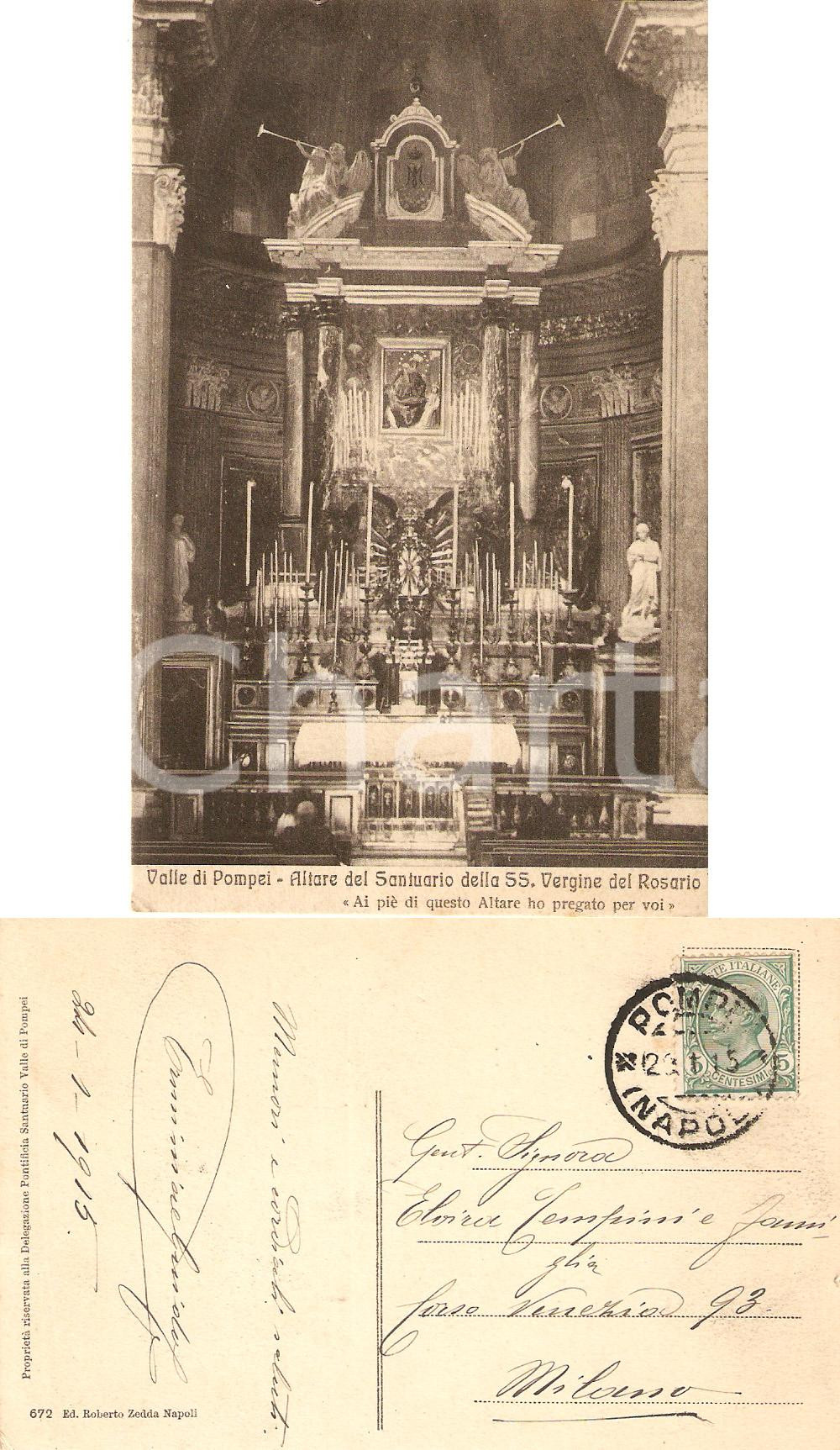 Autografo originale 1915 POMPEI NA Santuario SS.mo Rosario Cartolina Erminia TEMPINI 1