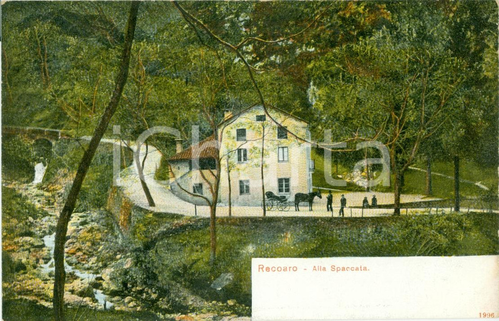 Cartolina originale da collezione 1900 ca RECOARO TERME VI Alla SPACCATA in calesse Cartolina FP NV 1