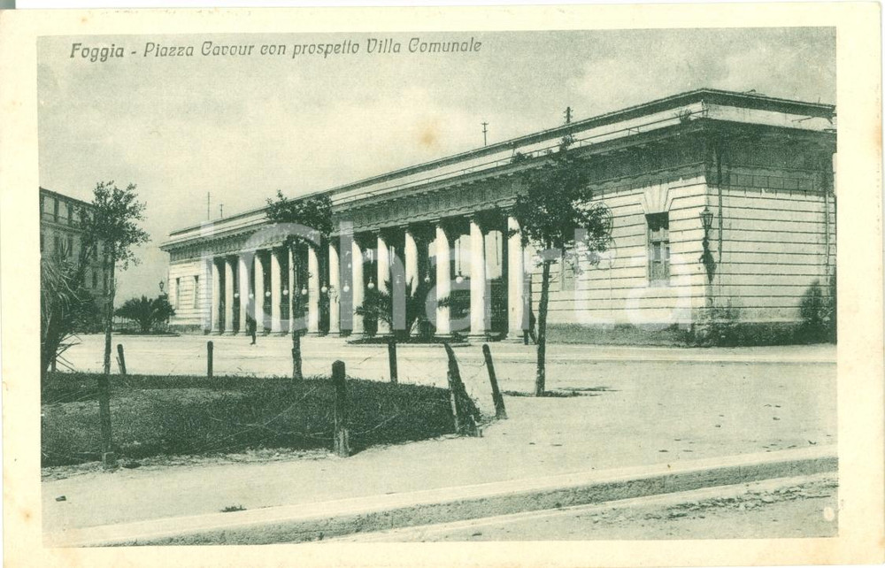 Cartolina originale da collezione 1925 ca FOGGIA Piazza CAVOUR e prospetto Villa Comunale FP NV 1