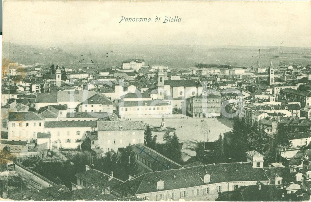 Cartolina originale da collezione 1905 BIELLA Panorama della cittÃ  Cartolina FP VG 1