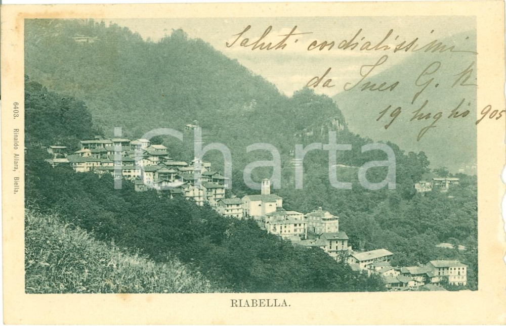 Cartolina originale da collezione 1905 SAN PAOLO CERVO BI Veduta frazione RIABELLA Cartolina FP VG 1