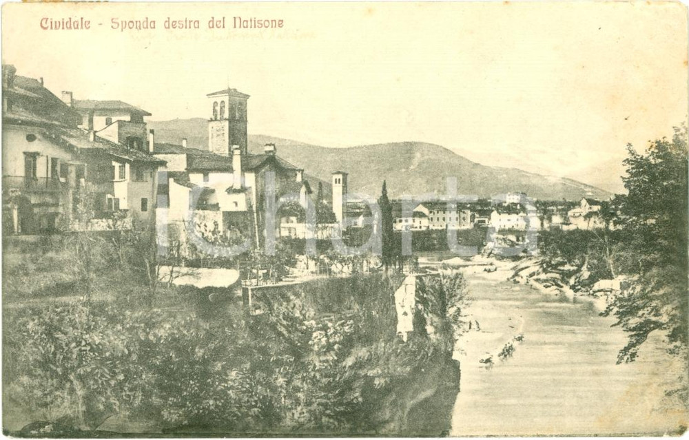Cartolina originale da collezione 1915 CIVIDALE DEL FRIULI UD Sponda destra NATISONE Cartolina FP VG 1