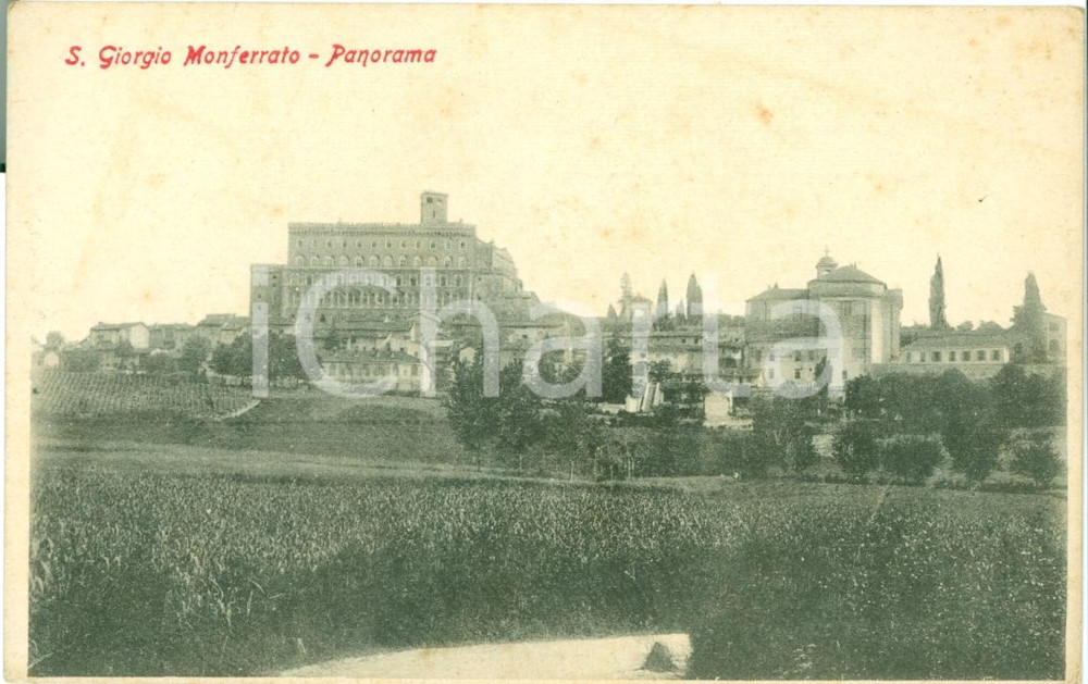 Cartolina originale da collezione 1900 ca SAN GIORGIO MONFERRATO AL Panorama dai campi Cartolina FP NV 1