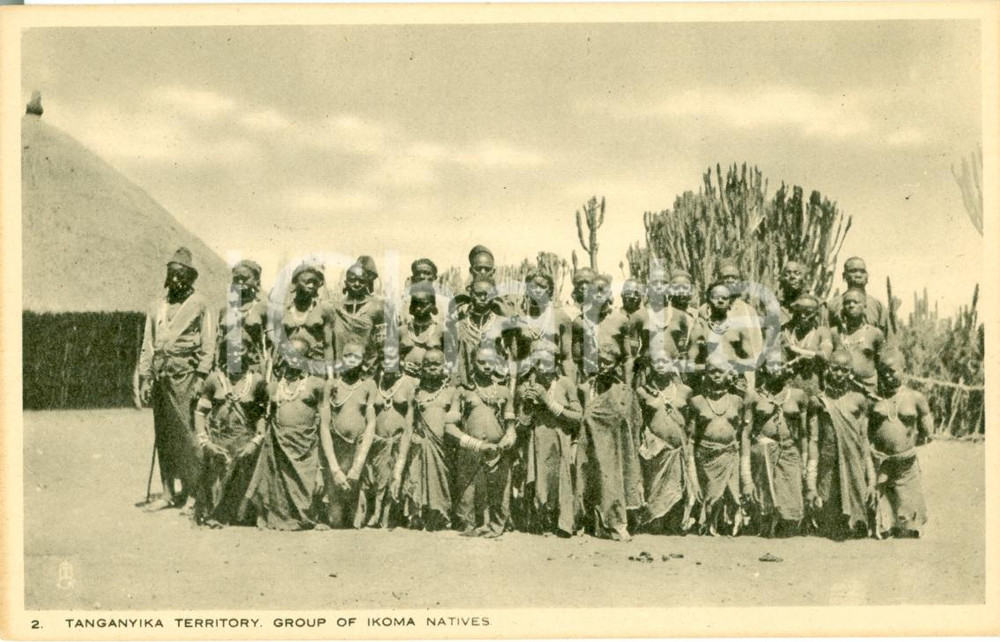Cartolina originale da collezione 1924 TANGANIKA Gruppo donne indigene IKOMA Cartolina FP NV 1