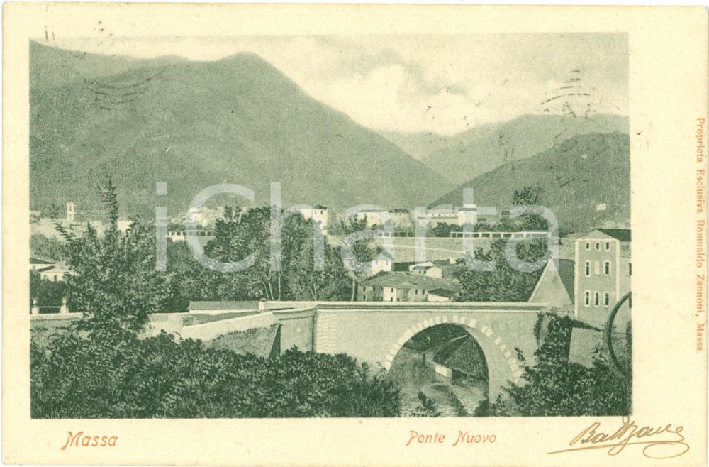 Cartolina originale da collezione 1911 MASSA MS Veduta del Ponte Nuovo Cartolina FP VG 1
