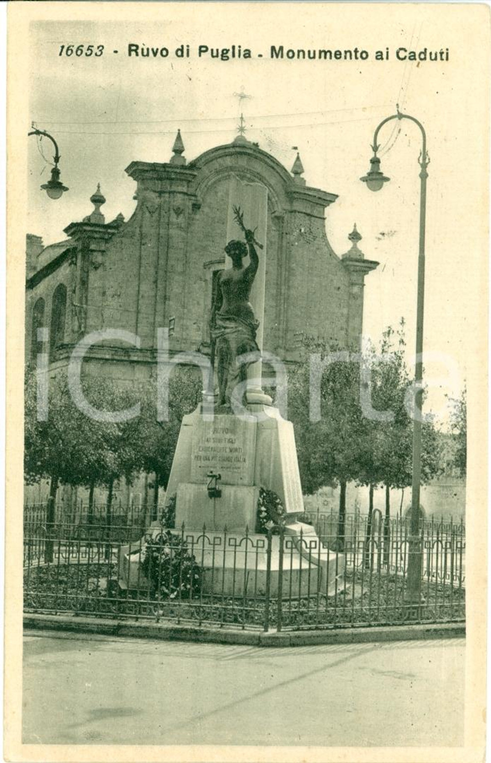 Cartolina originale da collezione 1920 ca RUVO DI PUGLIA BA Monumento ai Caduti FP NV 1