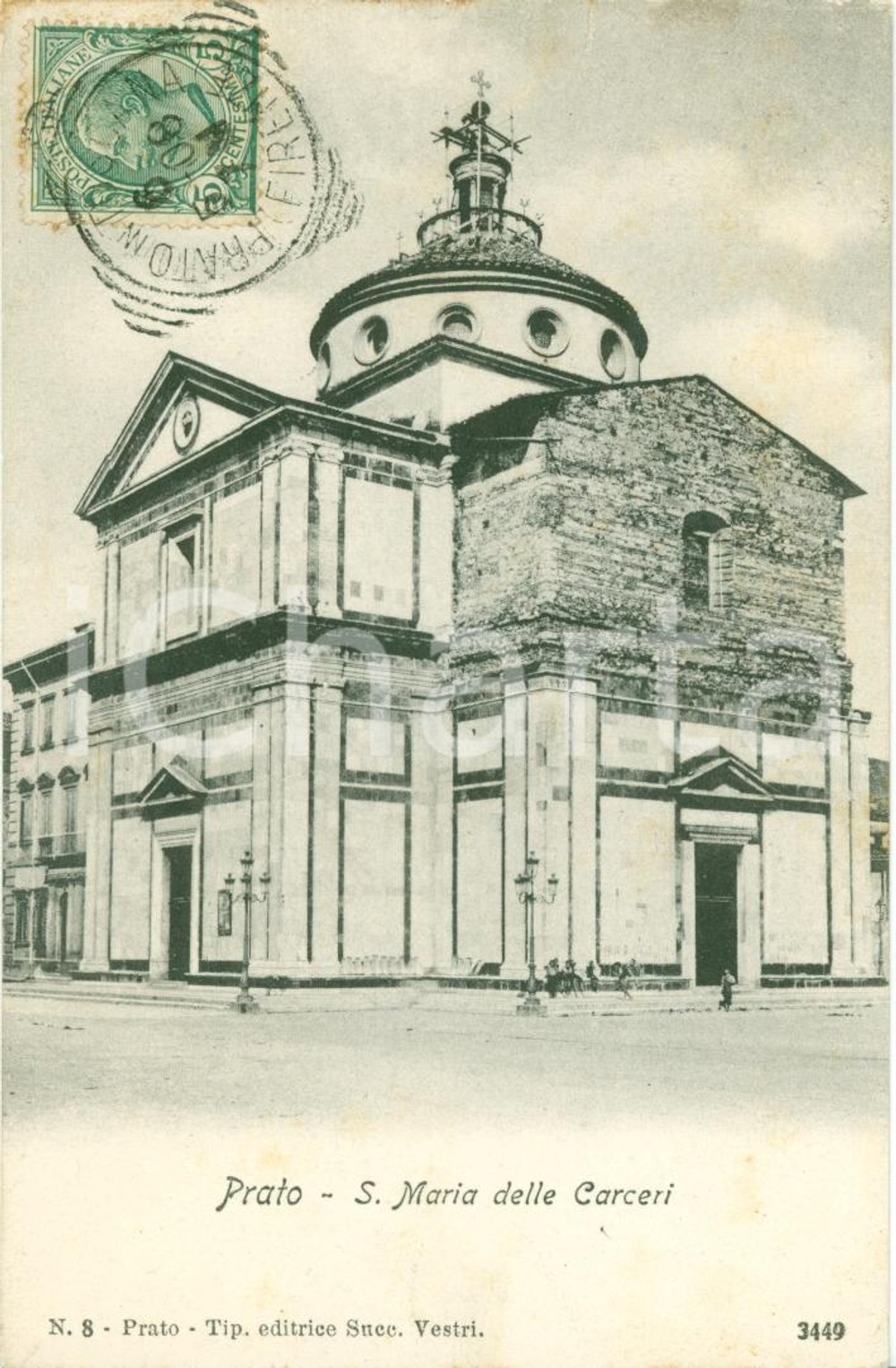 Cartolina originale da collezione 1907 PRATO Chiesa Santa Maria DELLE CARCERI Cartolina FP VG 1