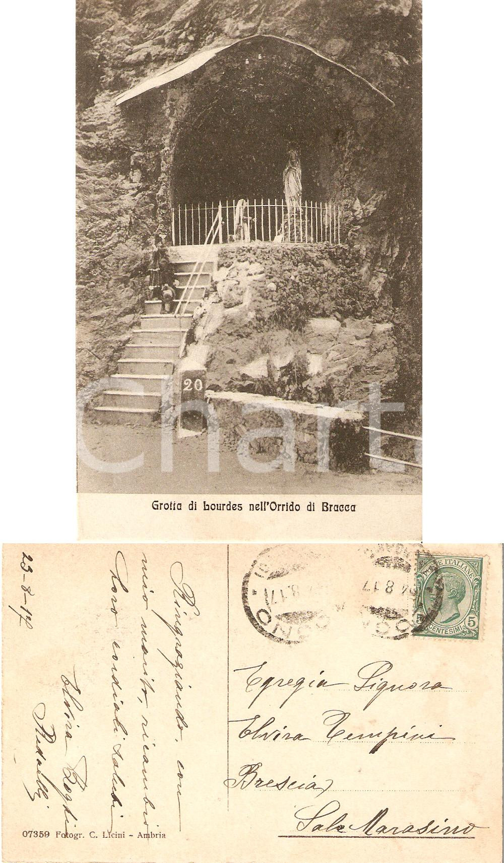 Autografo originale 1917 BRACCA BG Grotta di Lourdes Autografo Elvira REDAELLI BOGHI 1