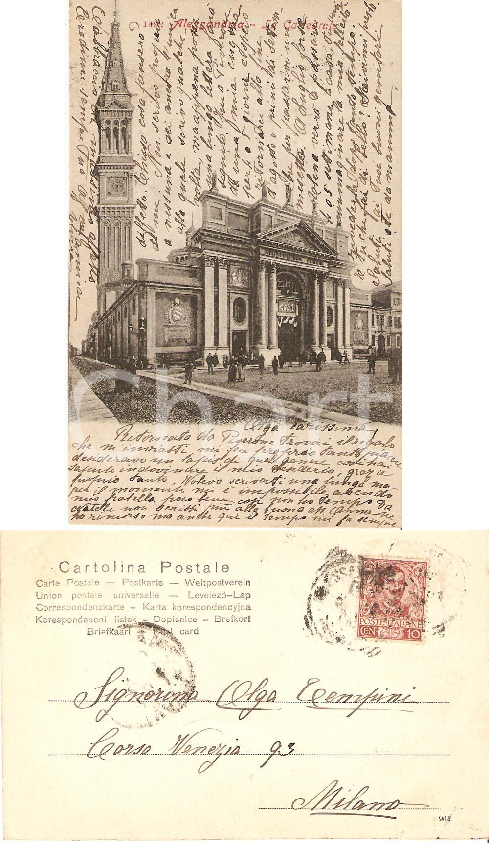 Cartolina originale da collezione 1900 ca ALESSANDRIA La Cattedrale Cartolina postale FP VG 1