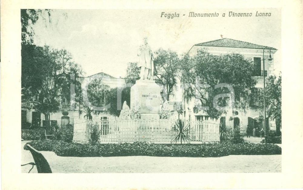 Cartolina originale da collezione 1917 FOGGIA Il monumento a Vincenzo LANZA Cartolina FP VG 1
