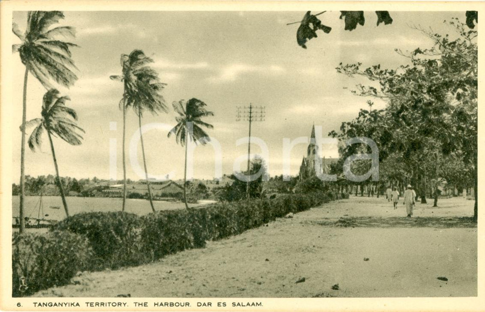 Cartolina originale da collezione 1924 TANGANIKA Porto e cattedrale DARESSALAAM Cartolina FP NV 1