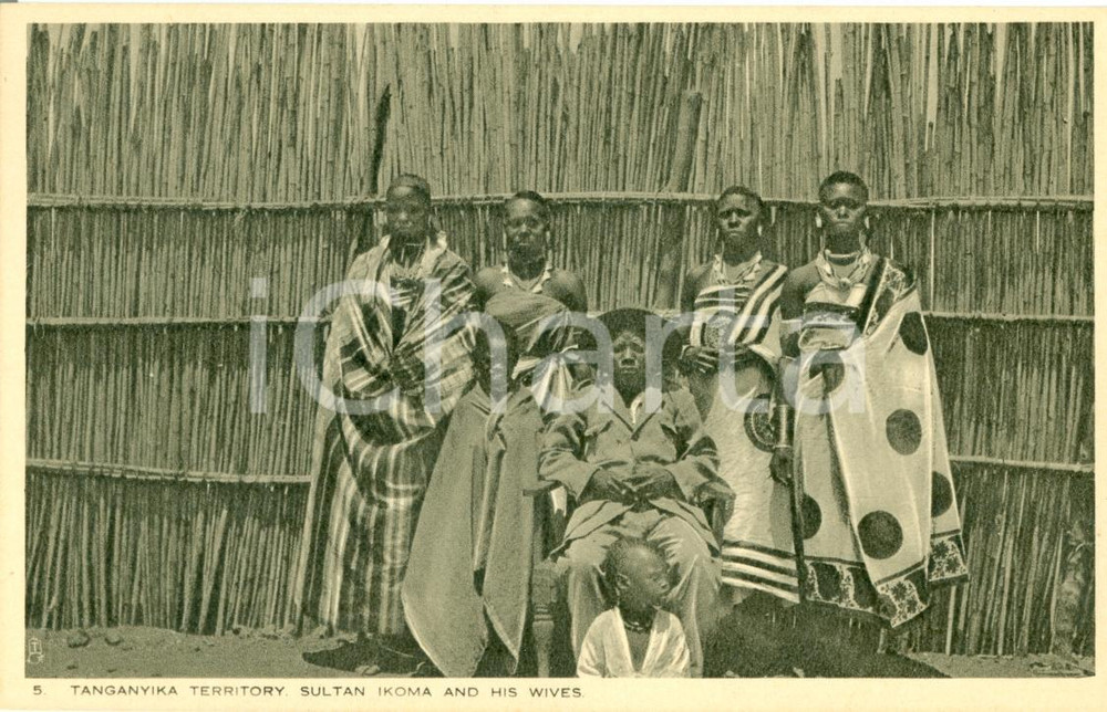 Cartolina originale da collezione 1924 TANGANIKA Sultano IKOMA e le sue quattro mogli Cartolina FP NV 1
