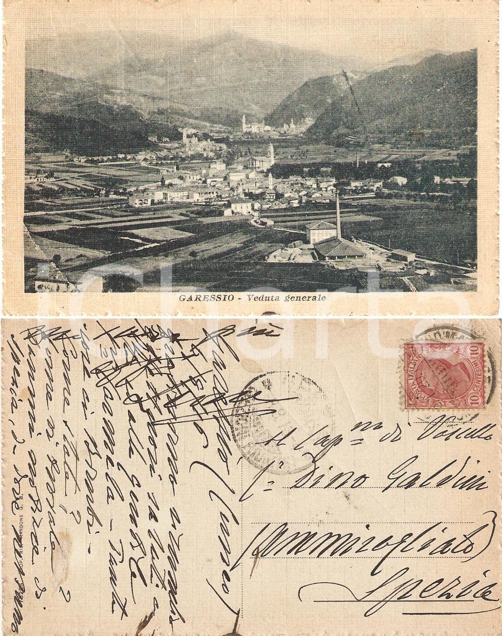 Cartolina originale da collezione 1916 GARESSIO CN Veduta generale Galdino GALDINI Cartolina postale FP VG 1