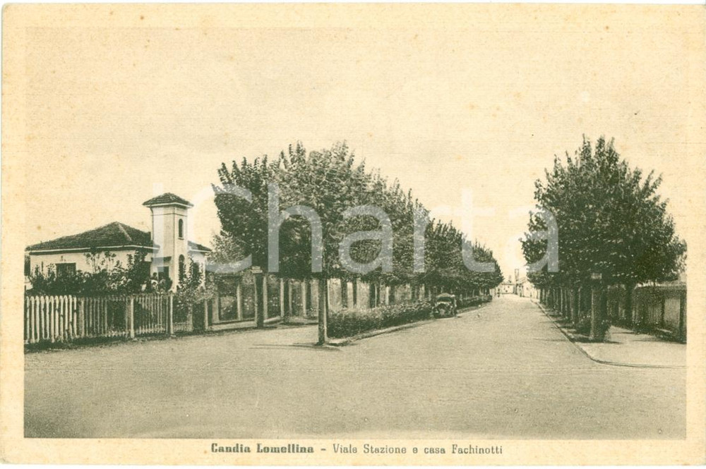 Cartolina originale da collezione 1949 CANDIA LOMELLINA PV Viale stazione e Casa FACHINOTTI Cartolina 3 1