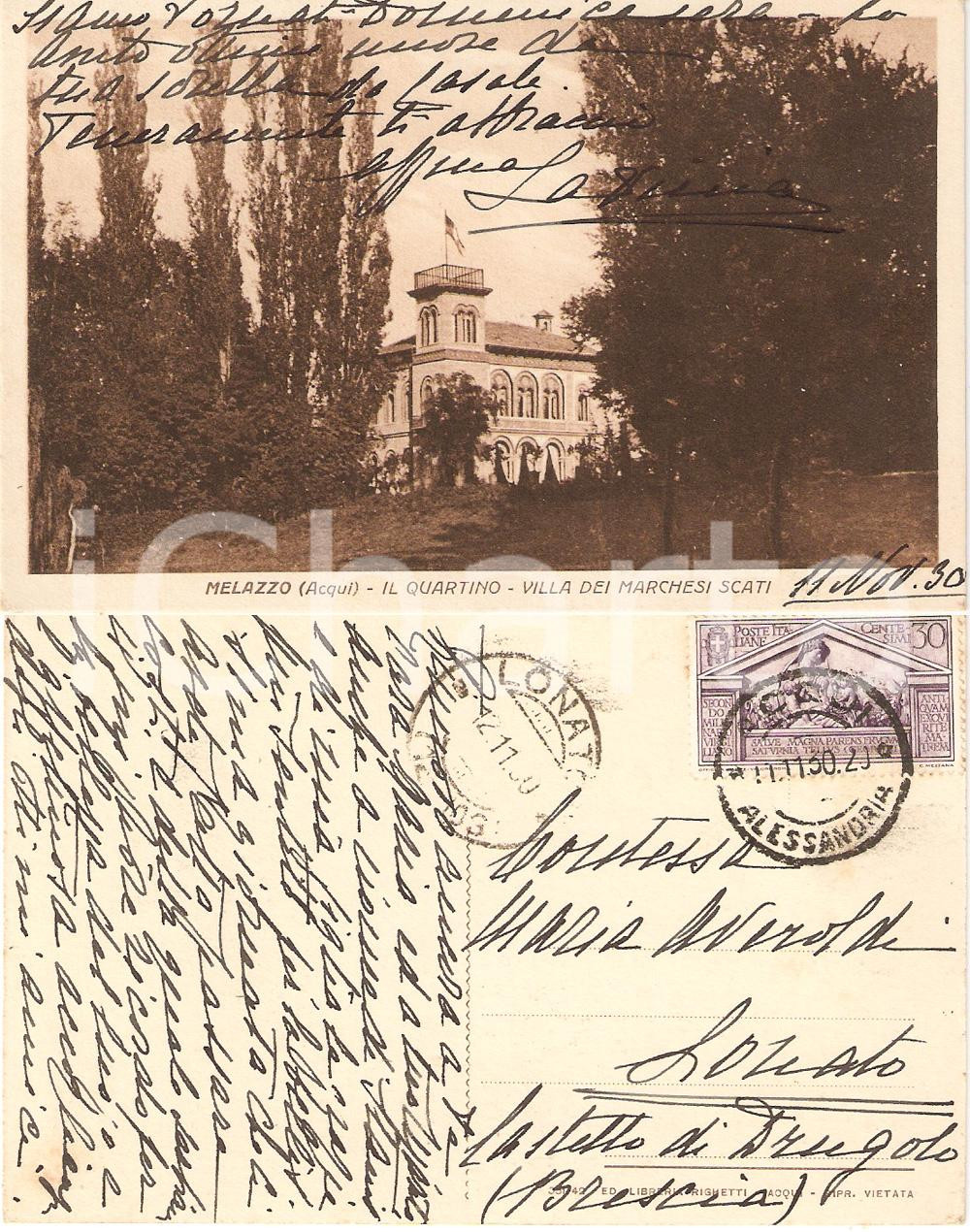 Autografo originale 1930 MELAZZO AL Il Quartino Autografo Lavinia SCATI GRIMALDI Cartolina 1