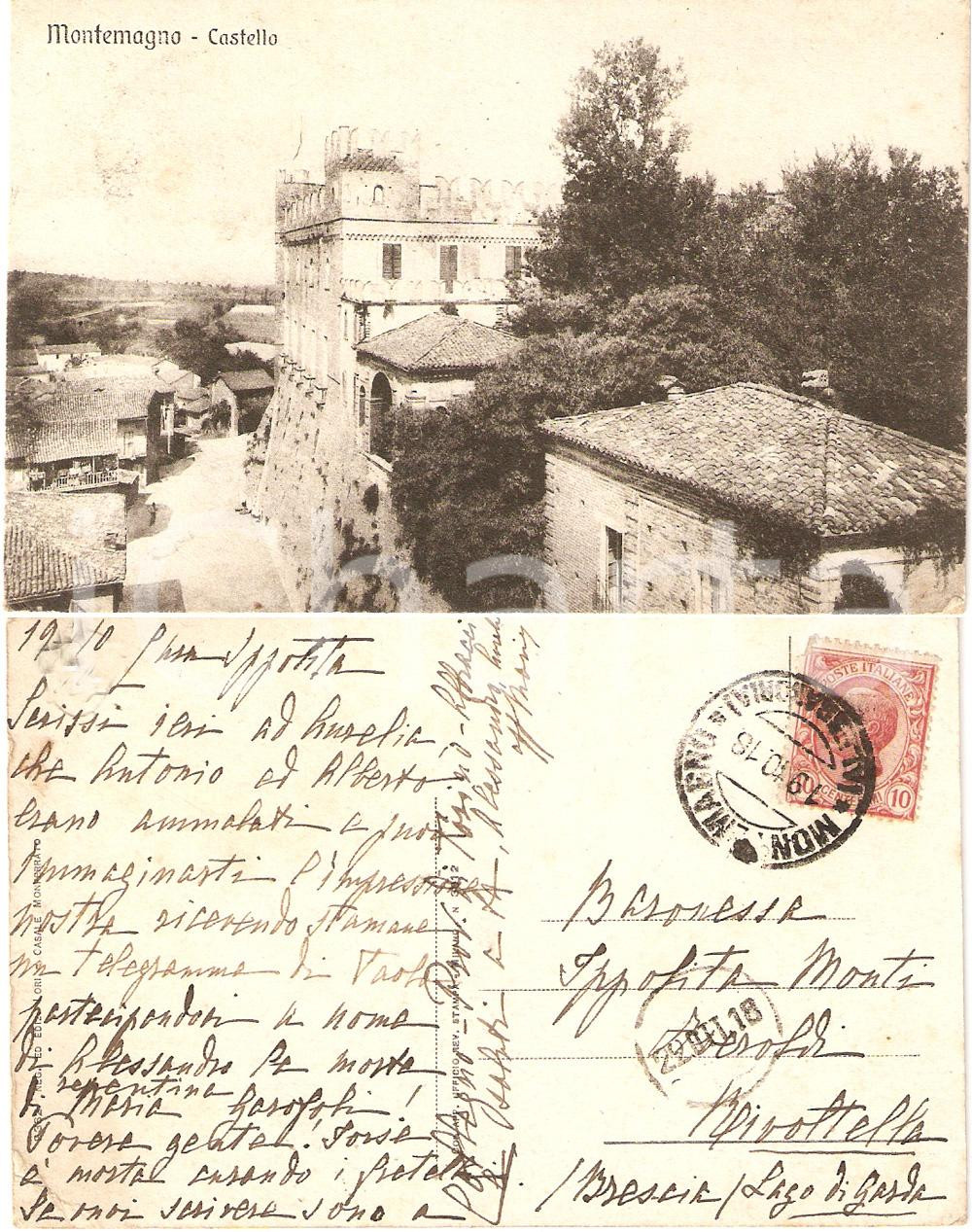 Autografo originale 1918 CASTELLO DI MONTEMAGNO AT Autografo Maria AVEROLDI CAVALCHINI Cartolina 1