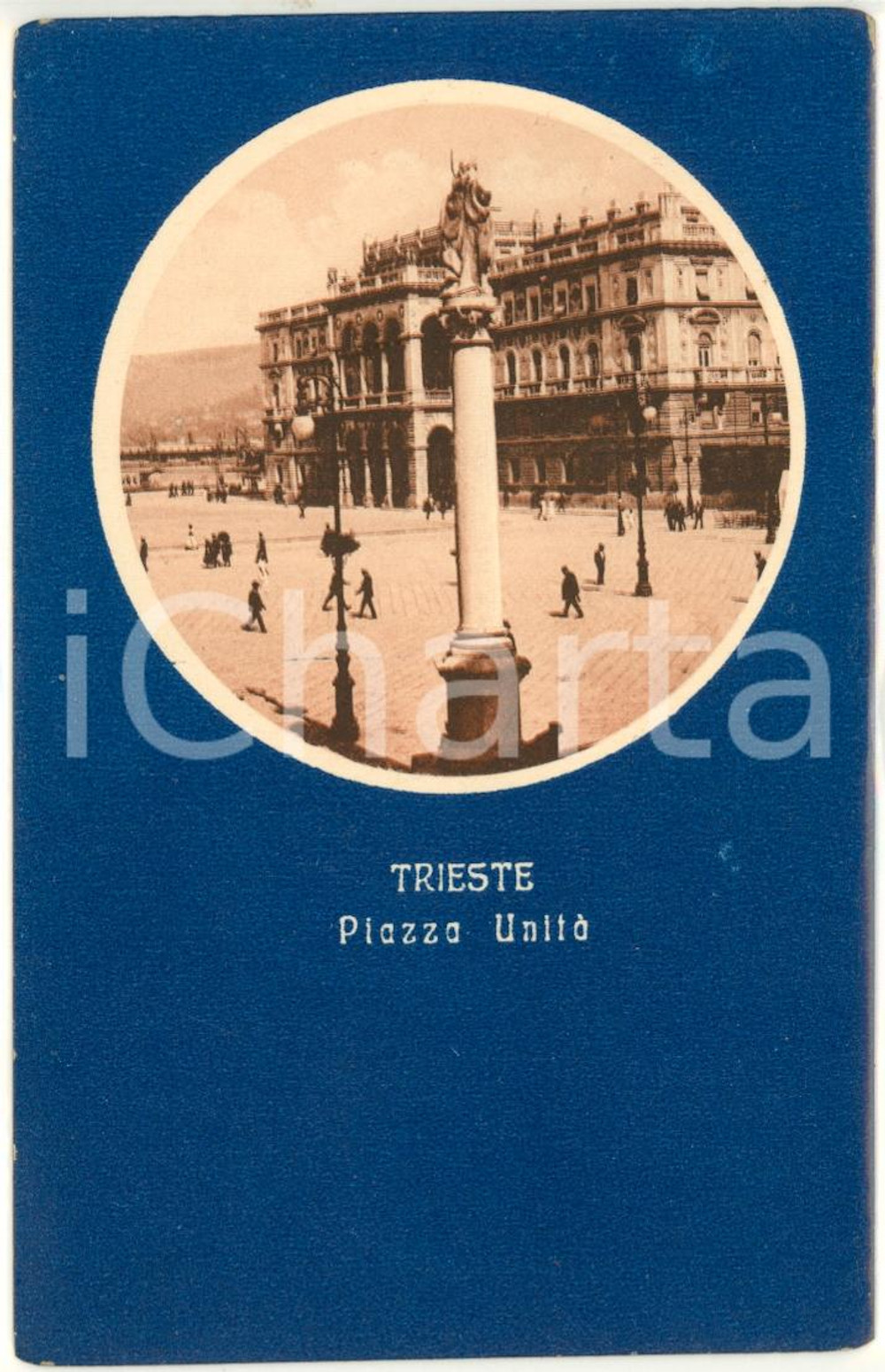 Cartolina originale da collezione 1930 circa TRIESTE Vedutina animata piazza UnitÃ  FP NV 1