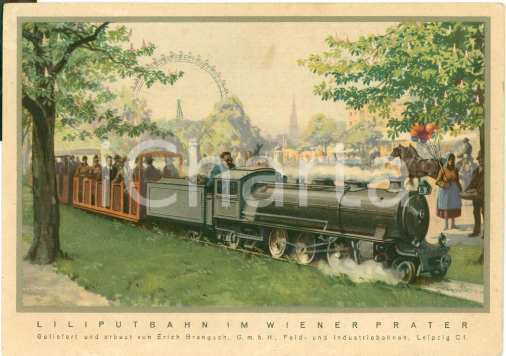 Cartolina originale da collezione 1940 ca WIEN Liliputbahn im Wiener PRATER Illustrata FG NV  trenino 1
