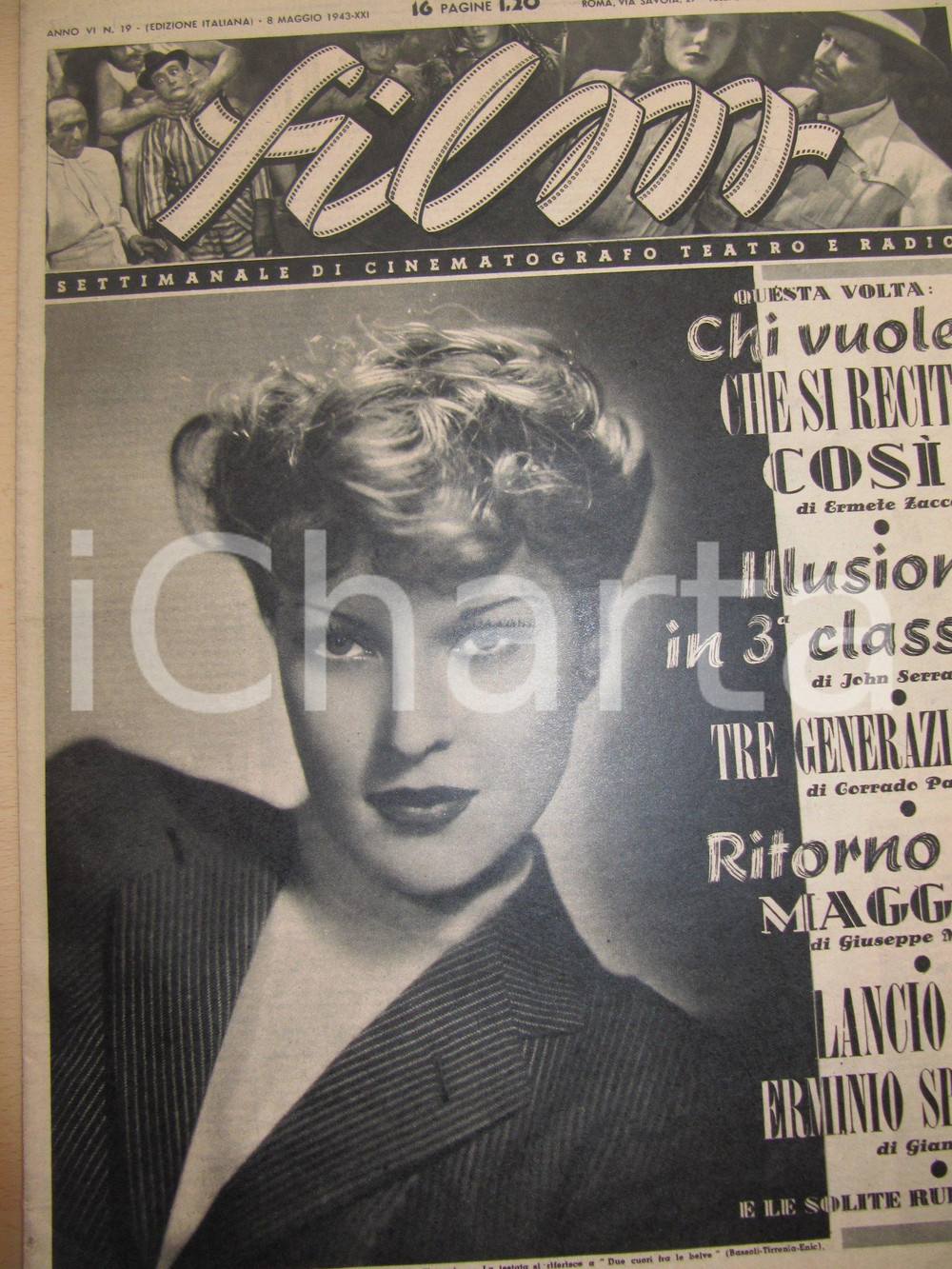 Giornale, rivista storica 1943 Rivista FILM Corrado PAVOLINI Tre generazioni teatro a ROMA Futurismo 1