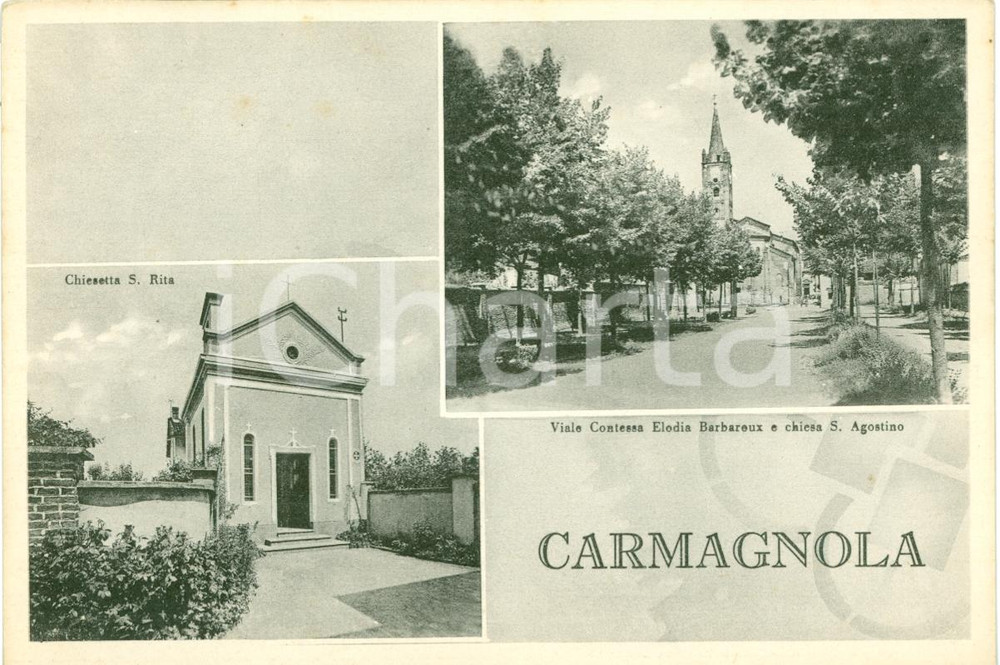 Cartolina originale da collezione 1940 ca CARMAGNOLA TO Vedutine chiesetta SANTA RITA Cartolina FG NV 1