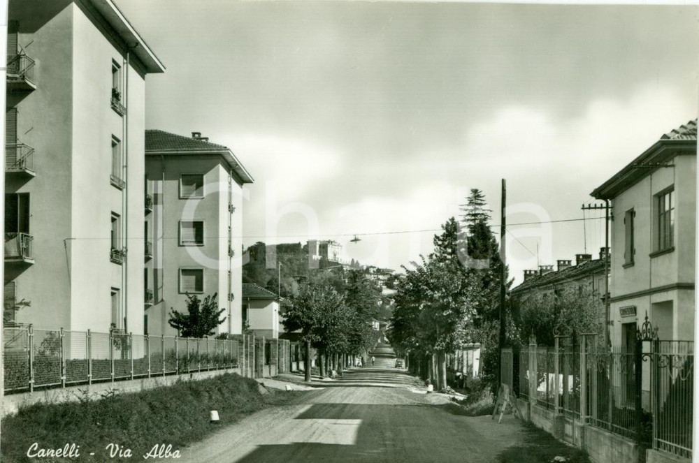 Cartolina originale da collezione 1950 ca CANELLI AT Veduta via ALBA Cartolina ANIMATA FG NV 1