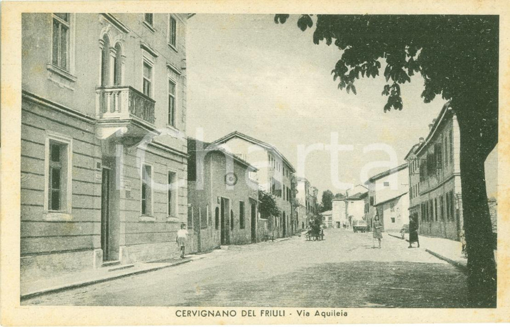 Cartolina originale da collezione 1942 CERVIGNANO DEL FRIULI UD Via Aquileia Cartolina ANIMATA 1