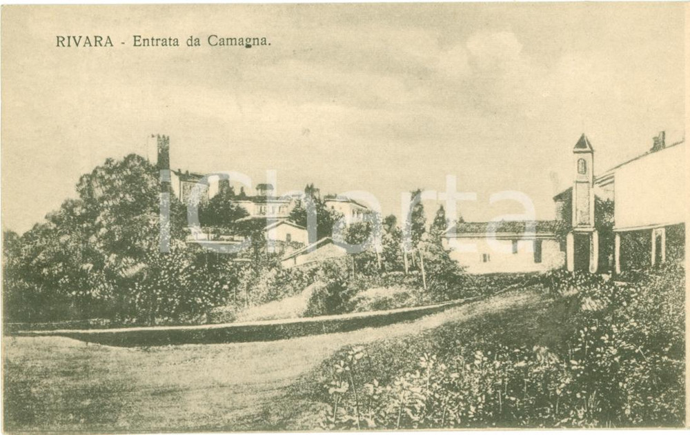 Cartolina originale da collezione 1918 RIVARA TO Ingresso in paese dal lato di CAMAGNA 1