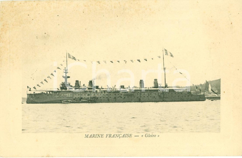 Cartolina originale da collezione 1910 ca MARINA FRANCESE La corazzata GLOIRE FP NV 1