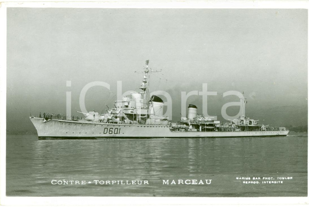 Cartolina originale da collezione 1940 ca MARINA FRANCESE Contretorpilleur MARCEAU FP NV 1