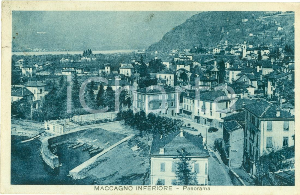 Cartolina originale da collezione 1938 MACCAGNO INFERIORE VA Panorama del paese FP VG 1