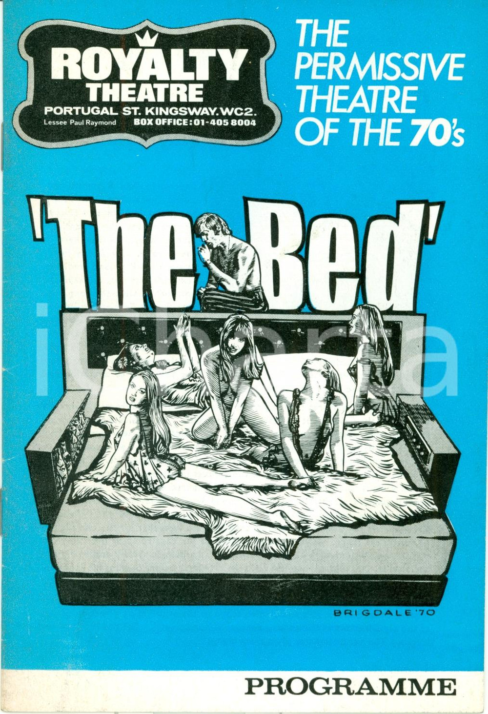 Materiale pubblicitario d’epoca 1970 LONDON  PERMISSIVE THEATRE commedia porno THE BED 1