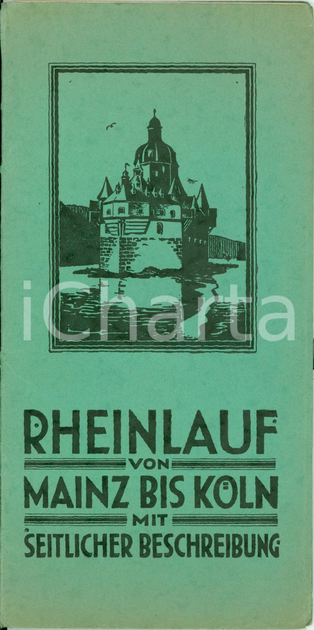 Materiale pubblicitario d’epoca 1950 ca Il corso del fiume RENO da MAINZ a KOLN Mappa 1