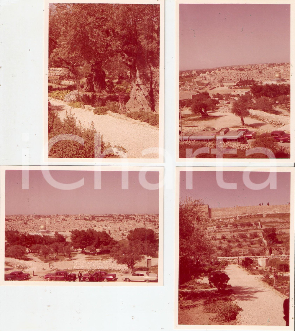 Fotografia d epoca originale 1965 JERUSALEM ISRAEL Panorama e Orto degli Ulivi Lotto 4 foto 9x11 cm 1