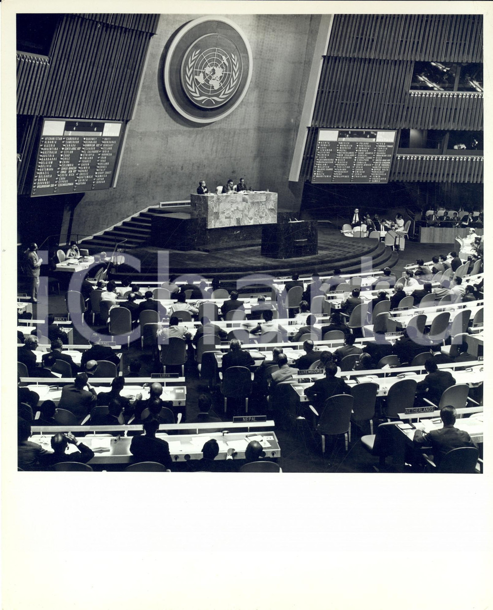 Fotografia d epoca originale 1967 NEW YORK UN General Assembly voting on JERUSALEM and ISRAEL Photo 1