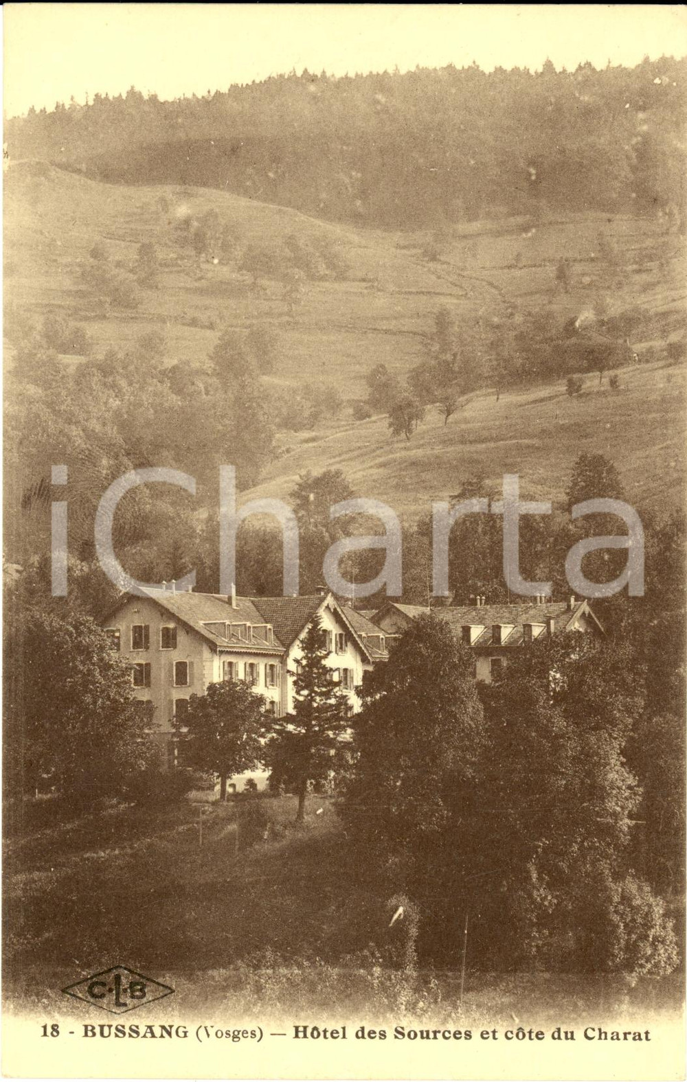 Cartolina originale da collezione 1930 ca BUSSANG F Veduta Hotel DES SOURCES e lato CHARAT Cartolina FP NV 1