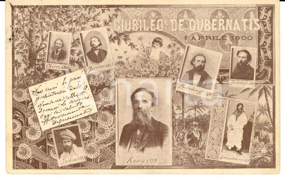 Autografo originale 1902 ROMA Angelo DE GUBERNATIS a Vincenzo BRUSCHETTI Autografo 1