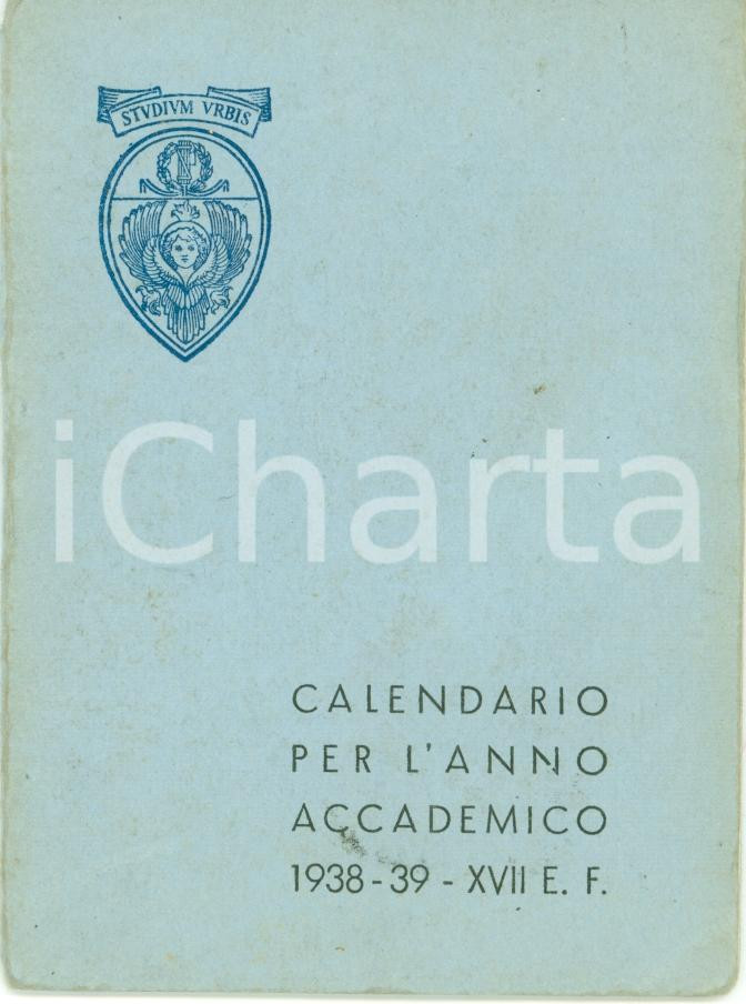 Oggetto da collezione cartaceo 1938 ROMA Università LA SAPIENZA Calendarietto STUDIUM URBIS 1