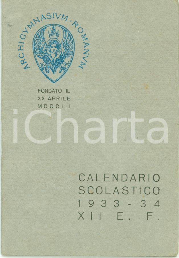 Oggetto da collezione cartaceo 1933 ROMA ARCHIGYMNASIUM ROMANUM Calendarietto tascabile 1