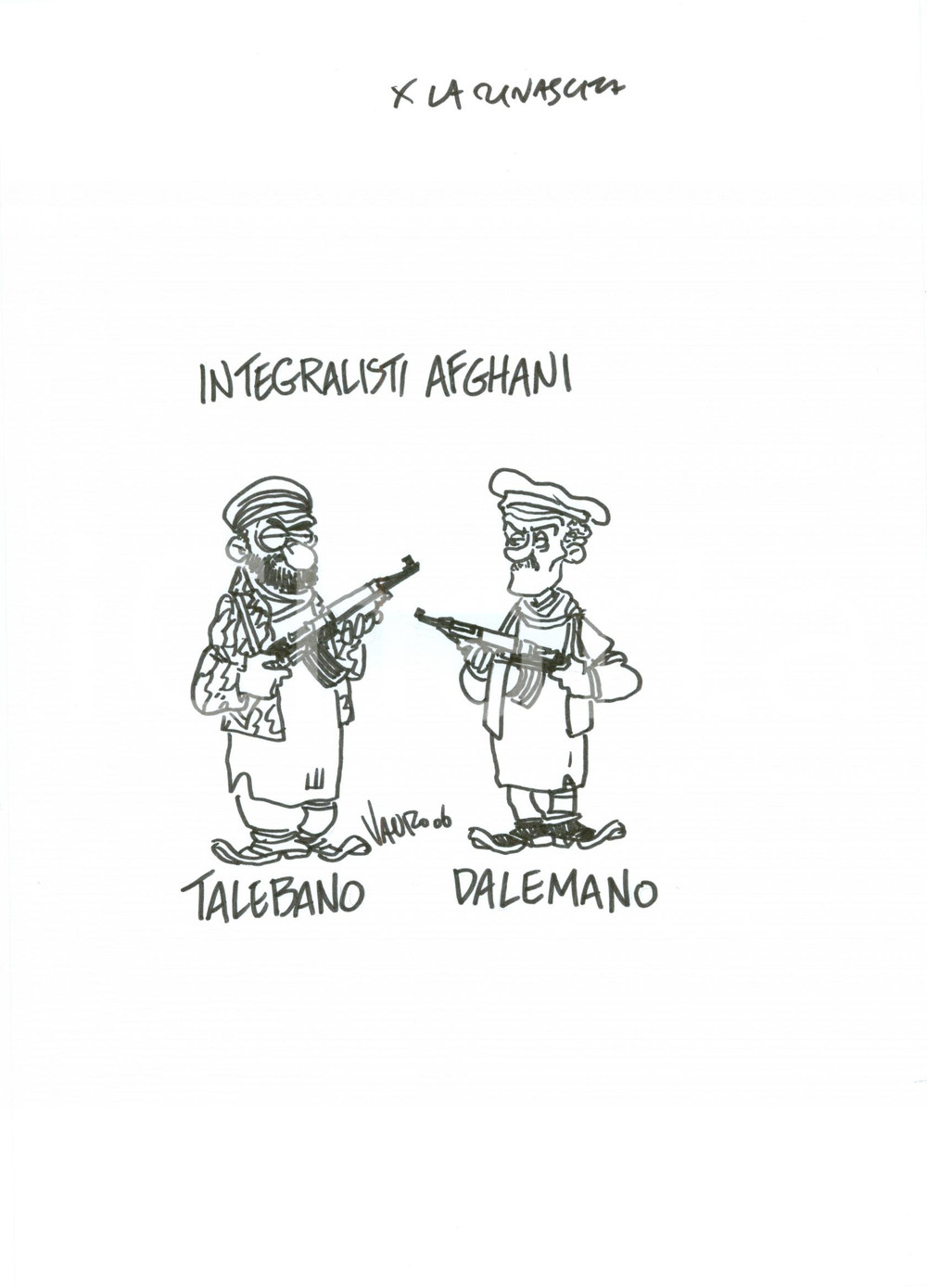 Stampa, bozzetto originale 2006 DISEGNO originale VAURO Senesi Integralisti afghani Talebani Dalemiani 1