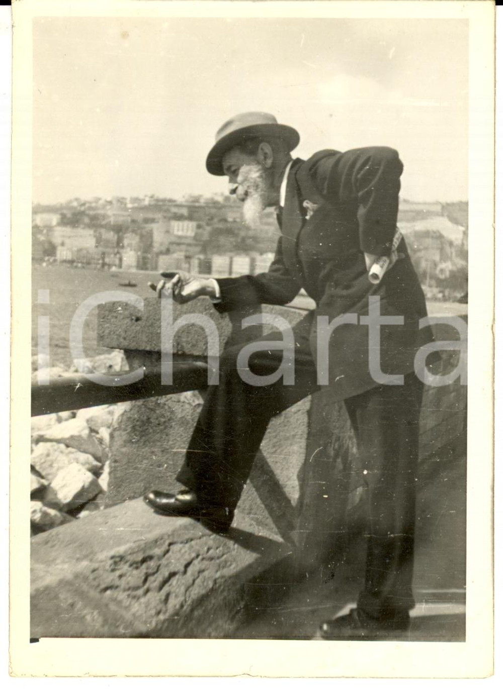 Fotografia d epoca originale 1950 NAPOLI Il barone Michele Mimi PASCA DI MAGLIANO sul lungomare Fotografia 1