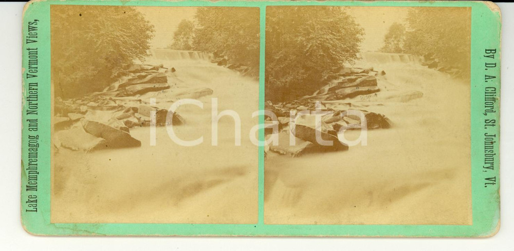 Fotografia d epoca originale 1890 WEST DERBY USA  Arnold s falls, CLYDE River  Stereoscopy 1