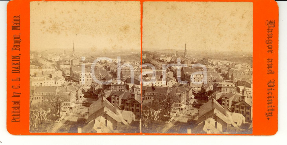 Fotografia d epoca originale 1890 BANGOR USA BANGOR and Vicinity  Stereoscopy DAKIN 1