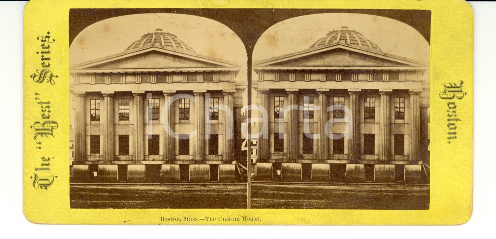 Fotografia d epoca originale 1890 BOSTON USA The Custom House  Stereoscopy Phineas KELLY 1